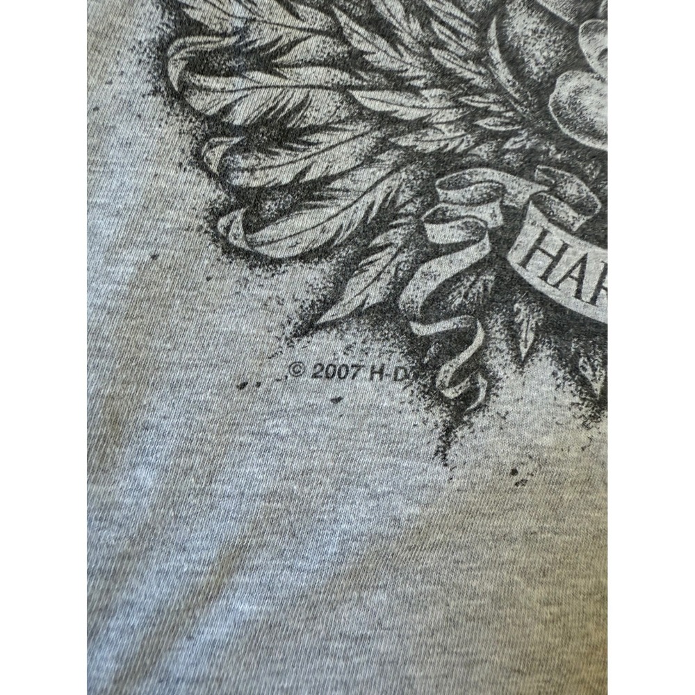 y2k vtg Harley Davidson Tee 2XL Gray Florida Man Poker Skull‎ Wings Made in US - Picture 6 of 8